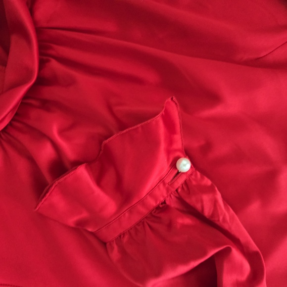 Nanette Lepore Red Satin Peplum Blouse - Picture 5 of 5